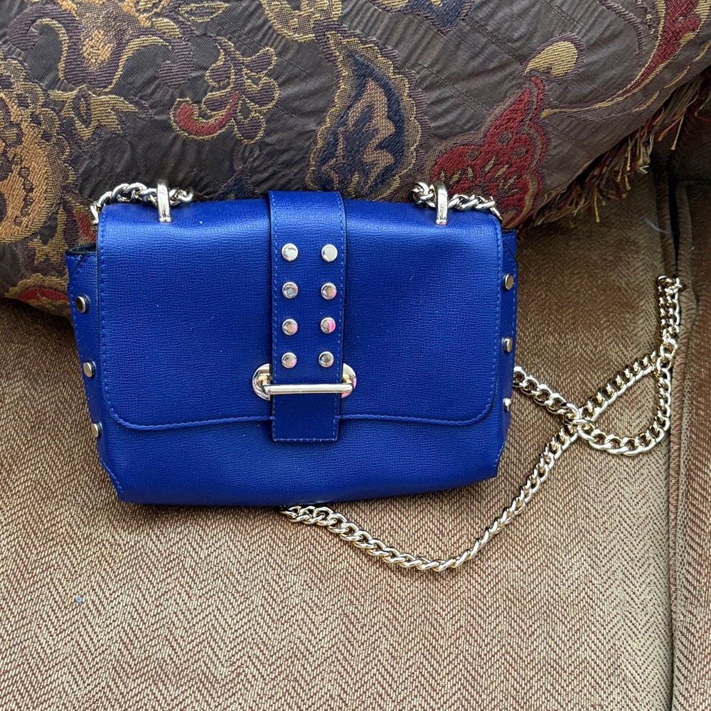 Gianni Bini Royal Blue Crossbody Bag with Gold Chain
